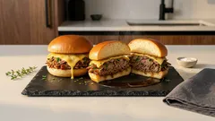 Burger με αρνί από το περίσσευμα: ζουμερό, με λιωμένο τυρί σε 20 λεπτά