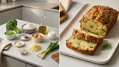 Αλμυρό ψωμοκέικ με μπρόκολο και ξινόγαλο – αφράτο, σε ένα μπολ