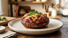 Γεμιστά portobello με ντομάτα και τυριά: ζουμερά μέσα, ροδισμένα από πάνω